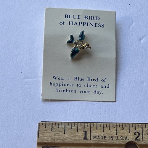 Tracy Hamilton Blue Bird of Happiness Gemstones Gold Tone Vintage Lapel Pin - Picture 6 of 6