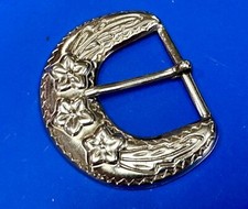 Large Stamped 3 Stars Vintage Silver Tone Retro Replacement Belt Buckle