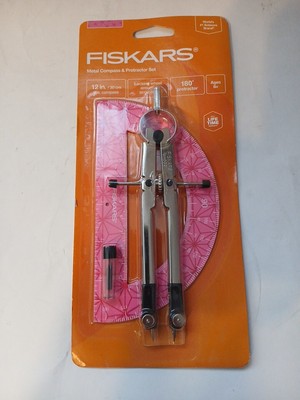 Fiskars Metal Bow Compass & Protractor Set 