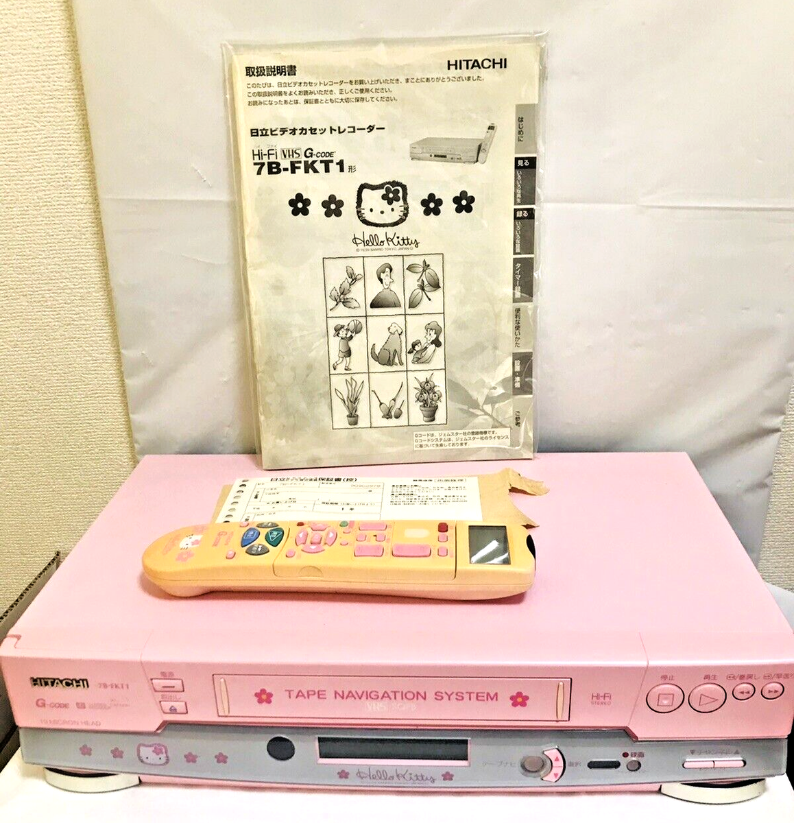 kitty様⑨⓪ Hitachi Video VHS Player Deck Hello Kitty 7B-FKT1 with Boxed