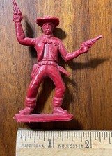 Vintage red plastic Tim Mee toys cowboy double pistols
