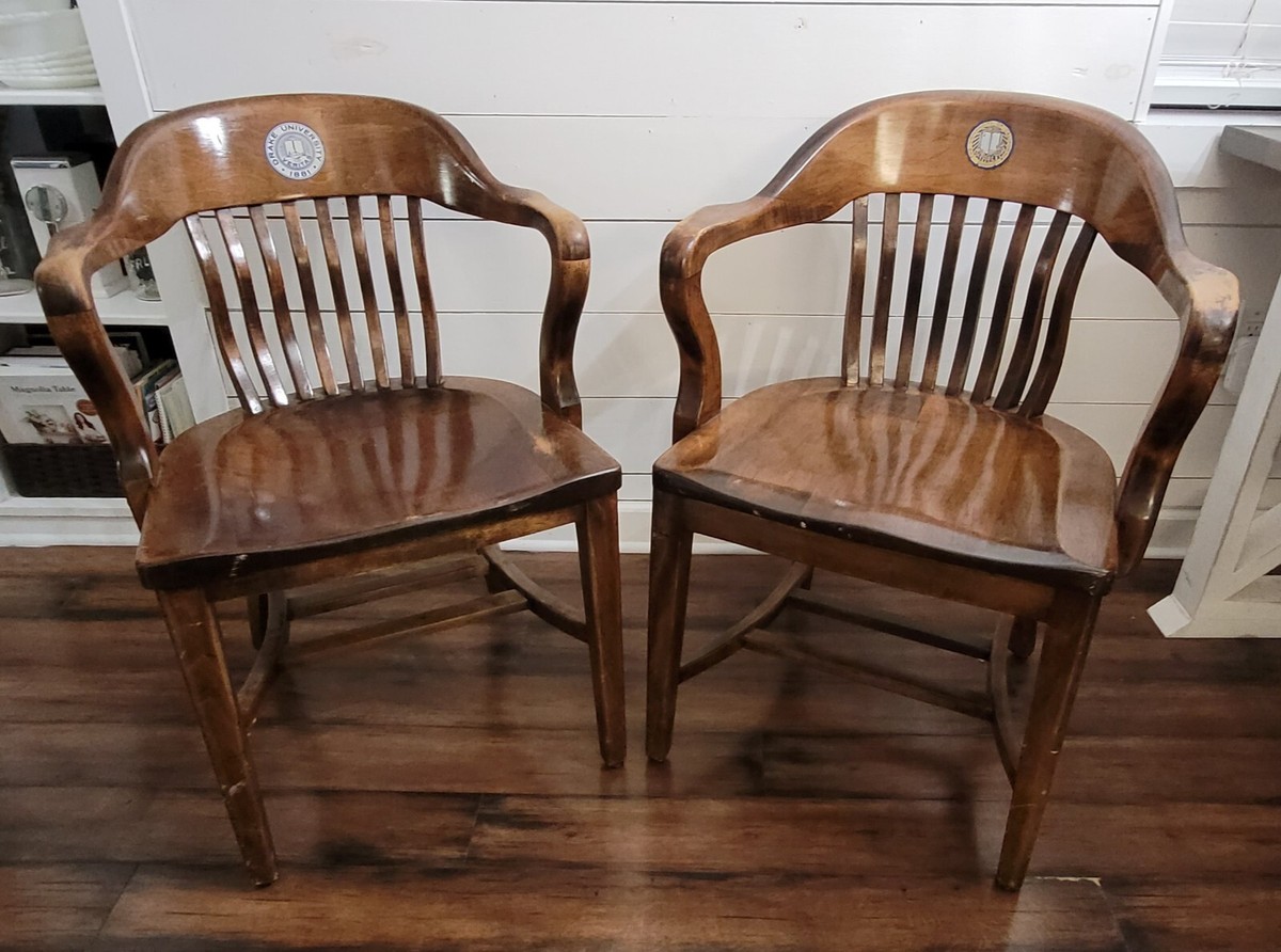 Vintage Court House Bank England Style Solid Oak Chair 1910-20s