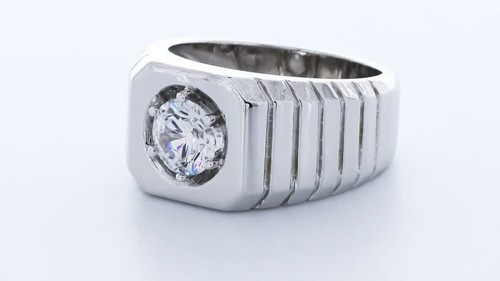 Diamante natural brillante redondo certificado 950 plat. 1 quilate D VS2 Anillo hombre - Vídeo 1 de 1