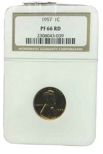 NGC PF66 RD 1957 P LINCOLN CENT OLD US COIN with Free Shipping