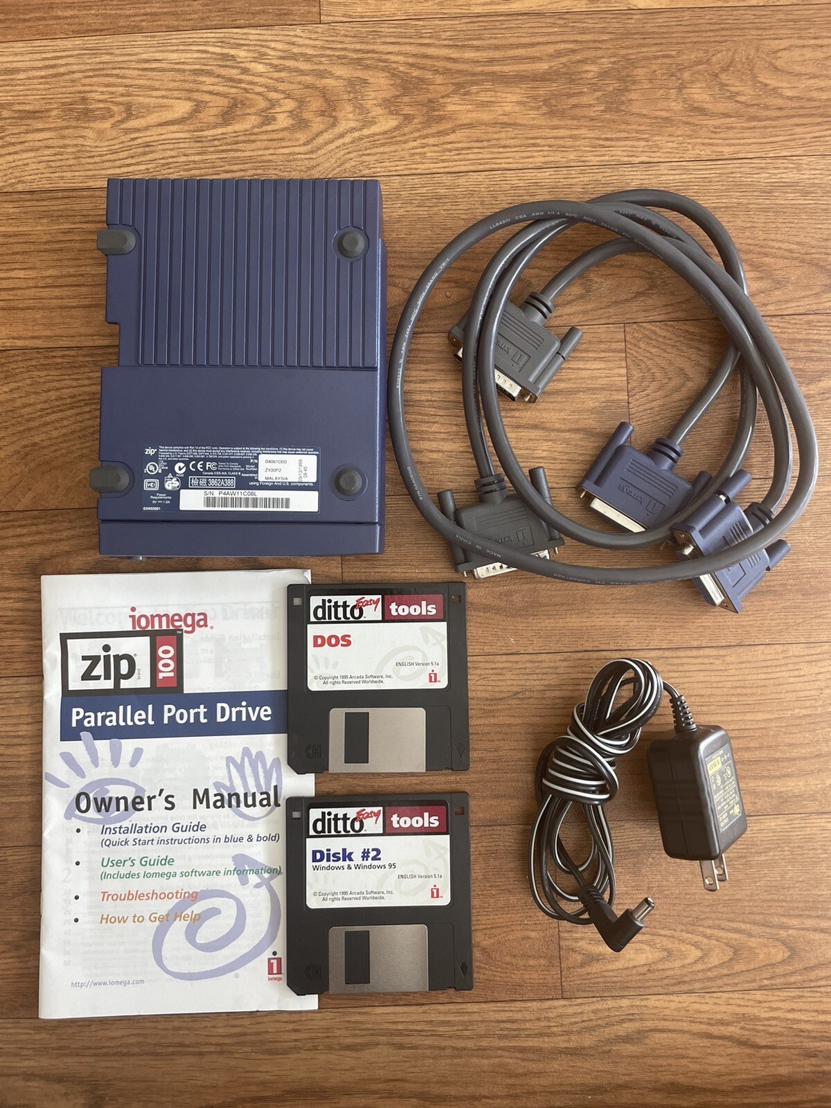 Iomega Zip 100 Parallel Port External Disk Drive Z100P2 742709109195 eBay