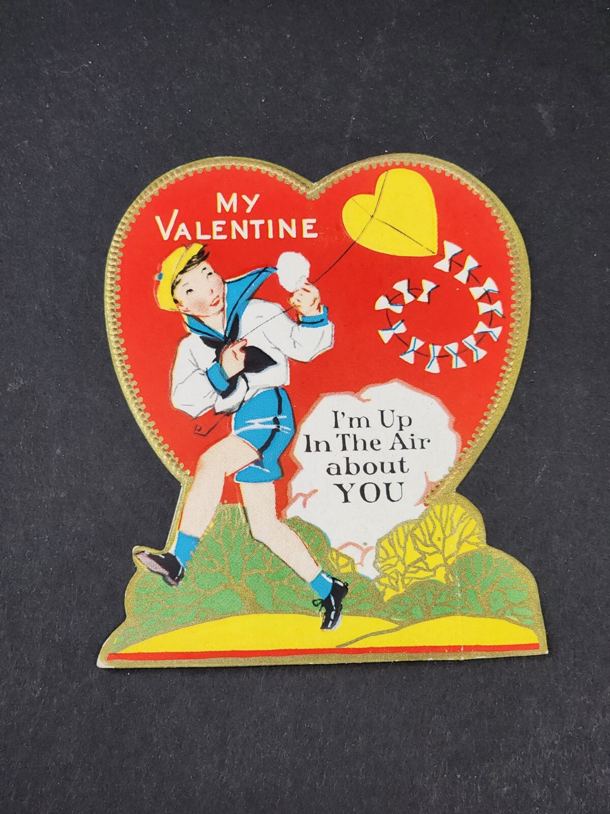 VINTAGE-VALENTINE CARD-MY VALENTINE-I'M UP IN THE AIR ABOUT YOU-WITH NAME