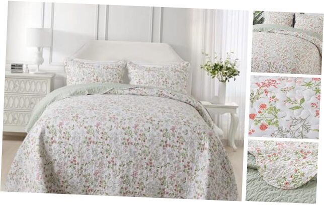 Quilt Bedspread Sets - Pattern Reversible Queen Blooming Classic Floral