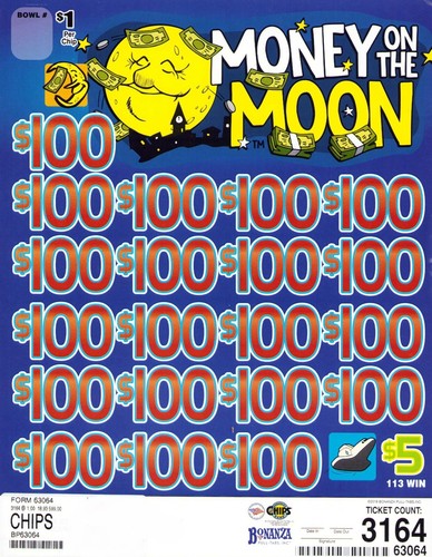 Pull Tab Tickets - Chip - Spiel - Money on the Moon - 3.164 ct - Bild 1 von 2