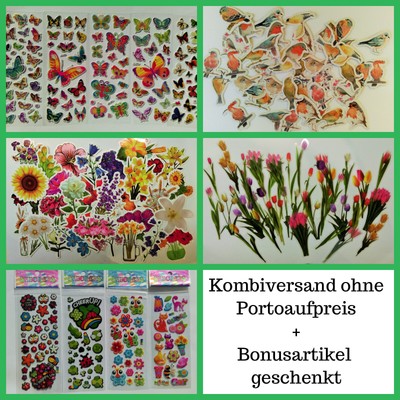 50 Sticker Fruhling Aufkleber Vogel Sommer Blumen Schmetterlinge Transparent Ebay