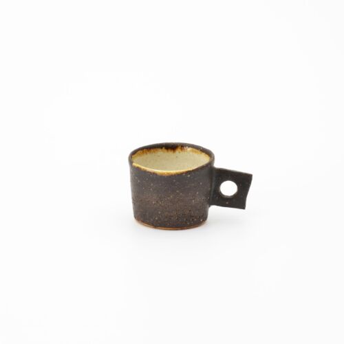 Shigaraki Yaki Ware japanische Keramik Espressotasse braunes Etikett Formgriff - Bild 1 von 1