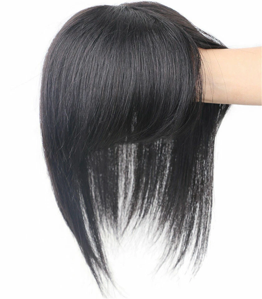 Peluca recta 100 % real para cabello humano toupee clip para peluca bob top Foto 3 de 4