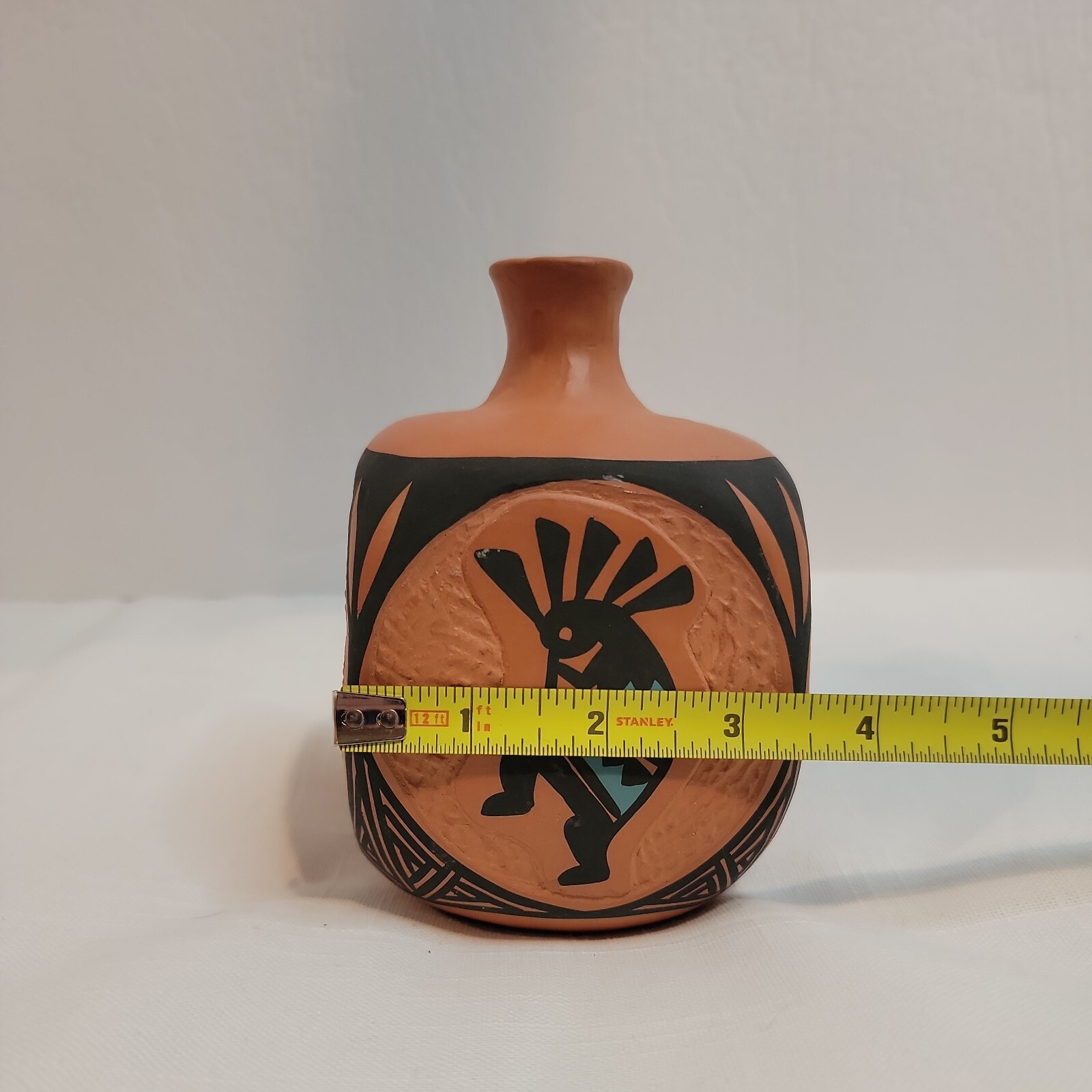 Vintage Signed Native  Dancer Acoma Pottery T.P. Torivio 5.5"x3.5"