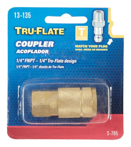 Tru-Flate 13135 Brass Quick Change Coupler 1/4 Female NPT x 1/4 in.