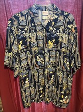 Disney Hawaiian Character Button Shirt Short Sleeve Tropical Tiki Mens XL EUC