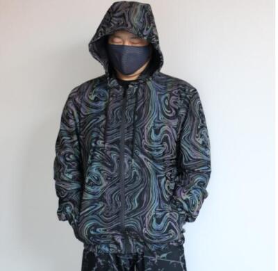 【SATIIIZ】Devon High-Neck Goff Hooded Jacket Men's Youth Fashion Printed Hooded Reflective Stretched