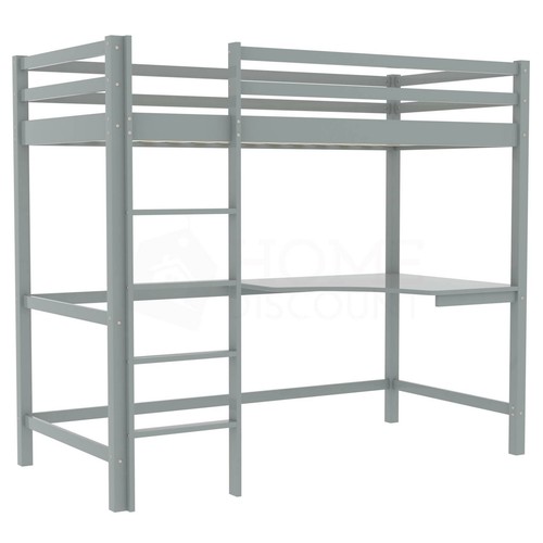 High Sleeper Bunk Bed Cabin Loft Bed Frame Desk Pine Wood Kids Single 3FT Grey - Picture 8 of 8