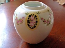 SALE~Antique Porcelain NIPPON Hair Receiver~Hand painted Vase~4 3/8"~1 5/8" hole