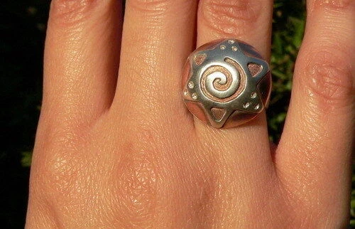 Anello con stella di David in argento sterling e rame, gioielli ebraici... - Immagine 4 di 4