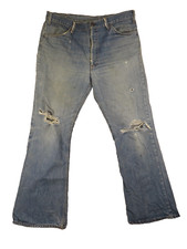 VTG 70s Levis Orange Tab Jeans Flared 36x28 Whiskers Bell Bottoms Distressed 646