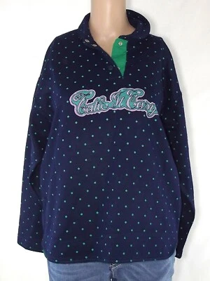 Campagnolo Sport Damen Sweatshirt Blau Vintage Made Italy Pois Größe Xl Extra... - Bild 1 von 4