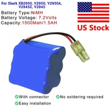 For Shark V2950, V2950A, V2945Z, V2945 Barredora de Piso / XB2950 Battery US