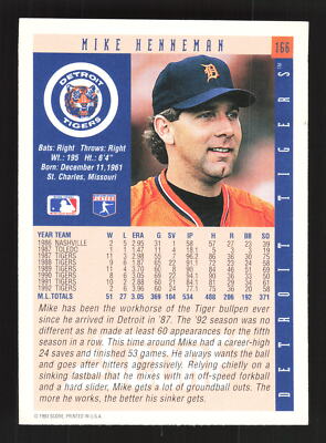 1993 Score #166 Mike Henneman | eBay