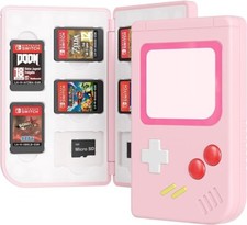 LEYUSMART Nintendo Switch 10 Game Cards + 10 Memory SD Cards Holder Case Pink