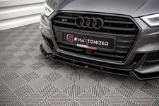 CUP Spoilerlippe SCHWARZ für Audi S3 8V FL SB A3 S-Line Frontspoiler Schwert V1