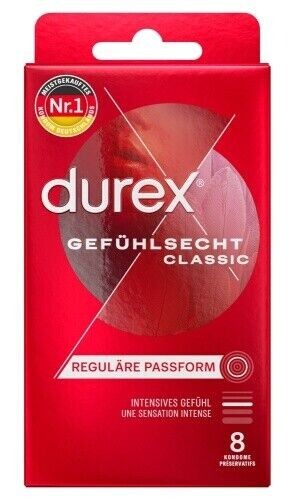 Durex Gefühlsecht Classic Kondome – 2 x 8, 16 Stück Original