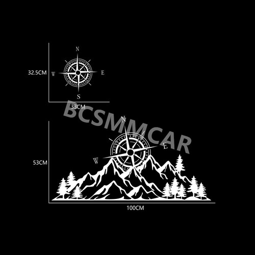 Car RV Truck Sticker Compass Tree Mountain Forest Decal Side Body Graphic 4Pcs - Bild 2 von 6