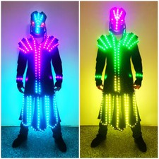 LED Robot Costume Suit Illuminated Party Show Dance Glow Light Clothing Helmet