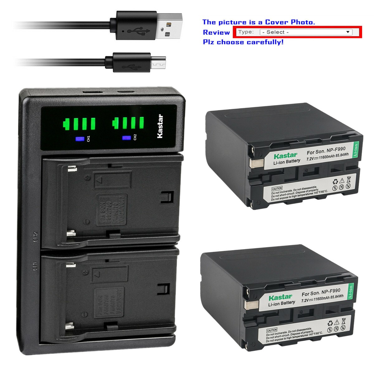 Kastar Battery LTD2 Charger for Sony NP-F990 CCD-TRV930 CCD-TRV94