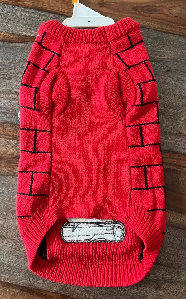 Dog Christmas Ugly Sweater Size M Fireplace Gold Bow Ornaments - Imagem 4 de 4