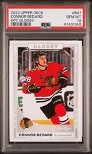 Graded 2023 Upper Deck Connor Bedard #R47 OPC Glossy Rookie Hockey Card PSA 10