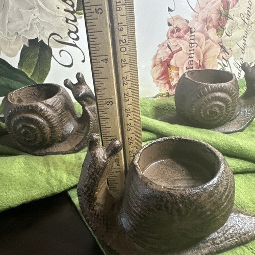 3 Cast Iron Snails Candle Votive Holders 2.5”Tall x 4.5” Heavy - Picture 8 of 8