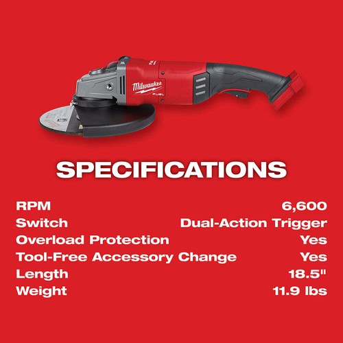 Milwaukee 2785-80 M18 FUEL 18V 7/9" Large Angle Grinder Kit - Bare Tool, Recon - Picture 8 of 12
