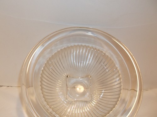 VINTAGE HAZEL ATLAS CLEAR Ribbed Square Foot Mixing Bowl 9 1/2" - Picture 3 of 8