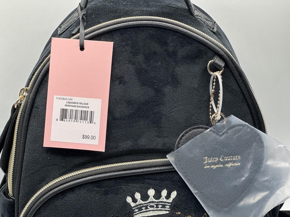 Juicy Couture - Black Liquorice Velour Heritage Backpack Bag  display picture 1