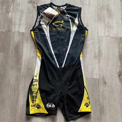 Louis Garneau North Coast Cycling Skin Suit One Piece Black Yellow - Womens Sz L