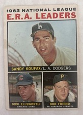 1964 Topps Sandy Koufax Dick Ellsworth Bob Friend 1963 NL ERA Leaders Card# 1