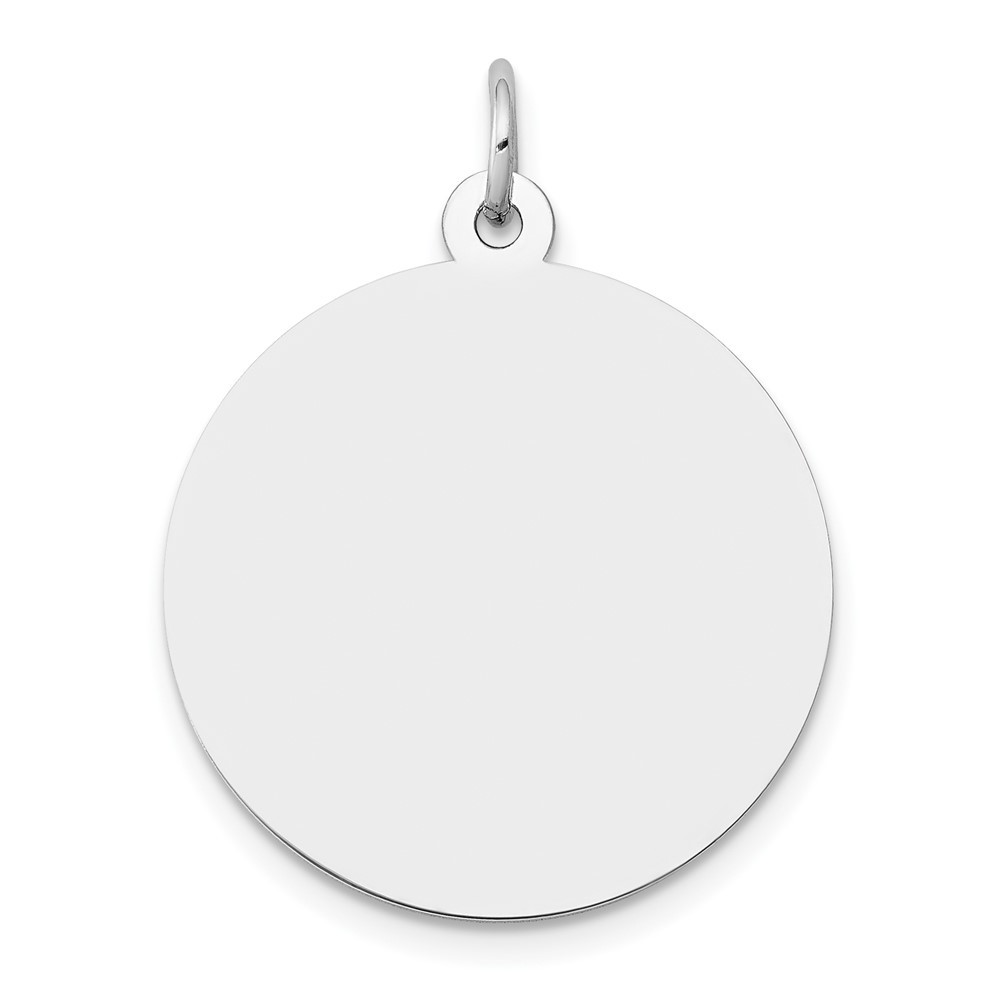 14K White Gold Plain 0.013 Gauge Round Engravable 22mm Disc Charm Pendant 1.54gm