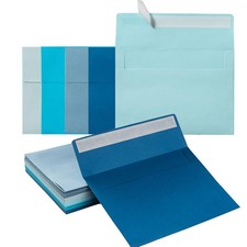 50 Pack 5x7 Colored Envelopes, 5.24x7.21 inches, 5 Blue