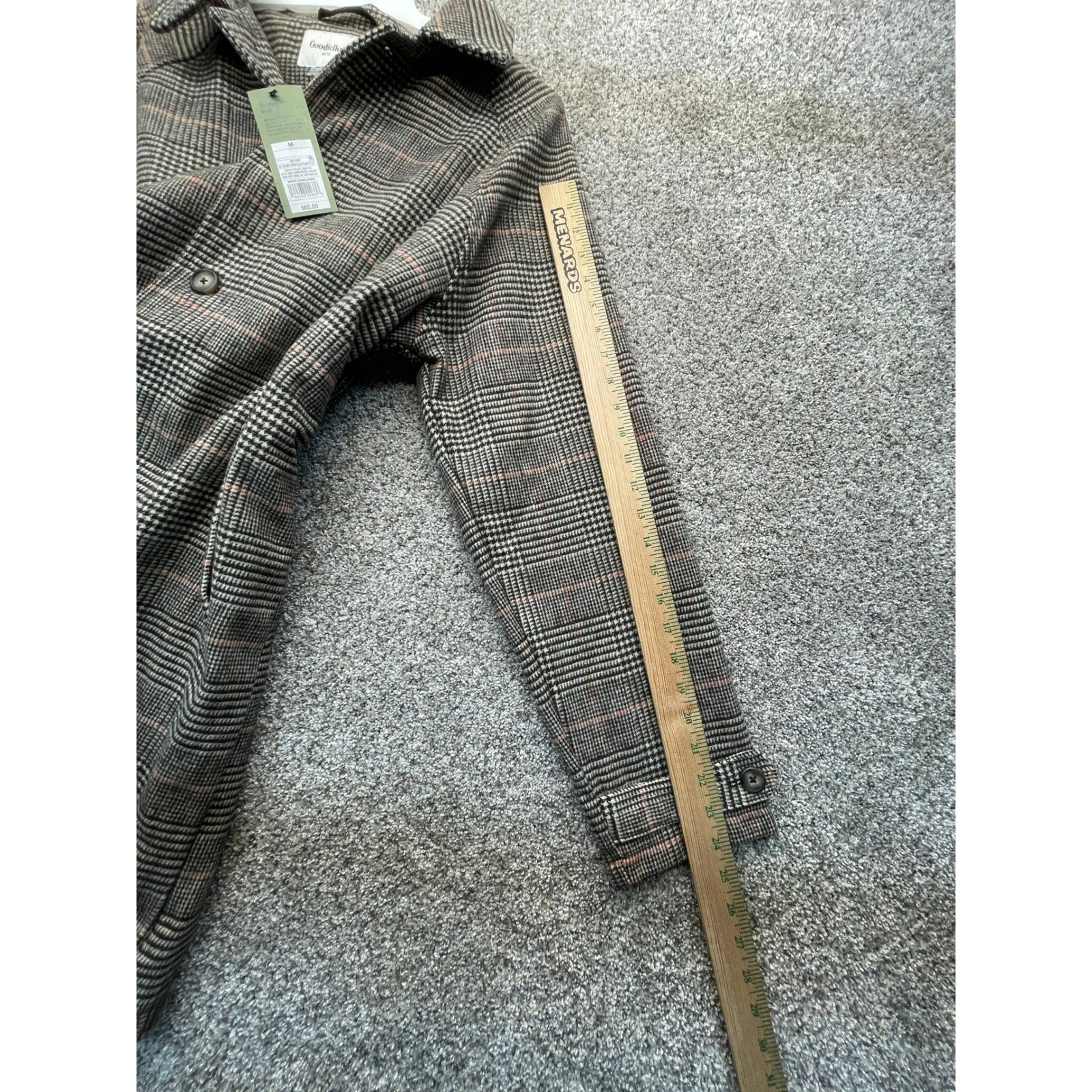 Goodfellow & Co Car Coat Mens M Brown Plaid NEW Glen Check Button Up - product detail image 5