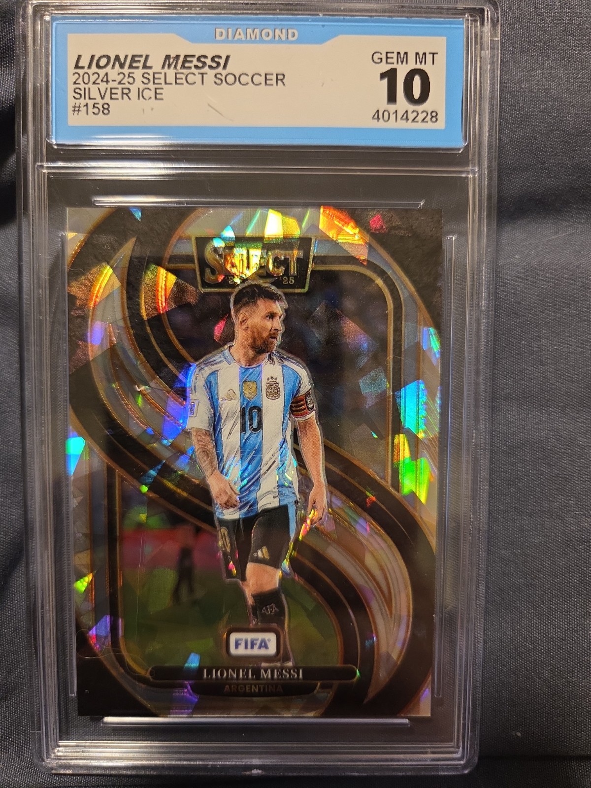 2024-25 Panini Select Soccer #158 Silver Ice Prizm Lionel Messi Gem Mint 10 view 3