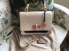 Amanda Wakeley Gold/Black Leather/Suede Grab/Shoulder Bag Rose Gold Hardware