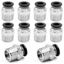 10 Pcs Push to Connect Fittings 6mm Tube OD x 1/4 Inch NPT Thread, Male Straight