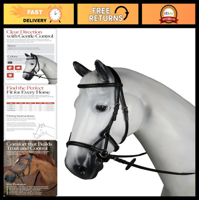 Soft Leather Bitless Bridle for Horses - Denver Style with Web Reins Included