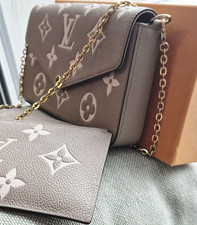 Louis Vuitton Umhängetasche Leder beige Mono...