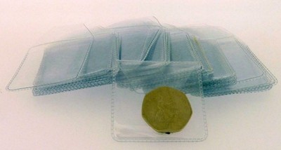 100 2 x 2 klare Kunststoff Münzgeldbörsen Aufbewahrung Umschläge