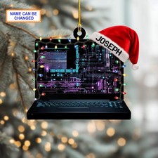Personalized Acrylic Ornament Programmer Laptop Code Custom Name Christmas